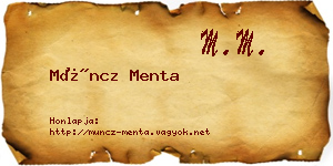 Müncz Menta névjegykártya